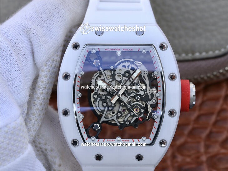 Richard Mille RM055 KV Factory White Rubber Strap Richard Mille RM055 KV Factory White Rubber Strap
