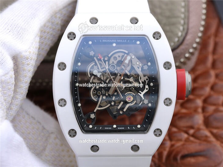 Richard Mille RM055 KV Factory Ceramic White Rubber Strap Richard Mille RM055 KV Factory Ceramic White Rubber Strap