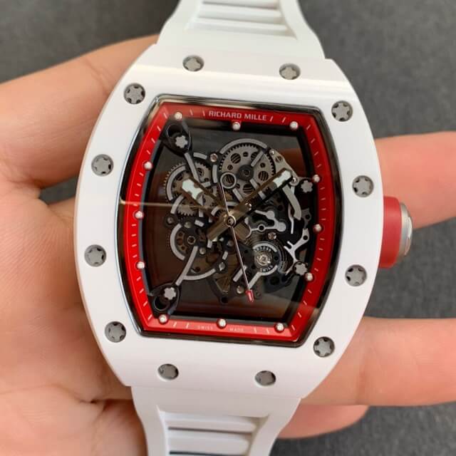 Richard Mille RM055 KV Factory V2 White Ceramic Case Rubber Strap Richard Mille RM055 KV Factory V2 White Ceramic Case Rubber Strap