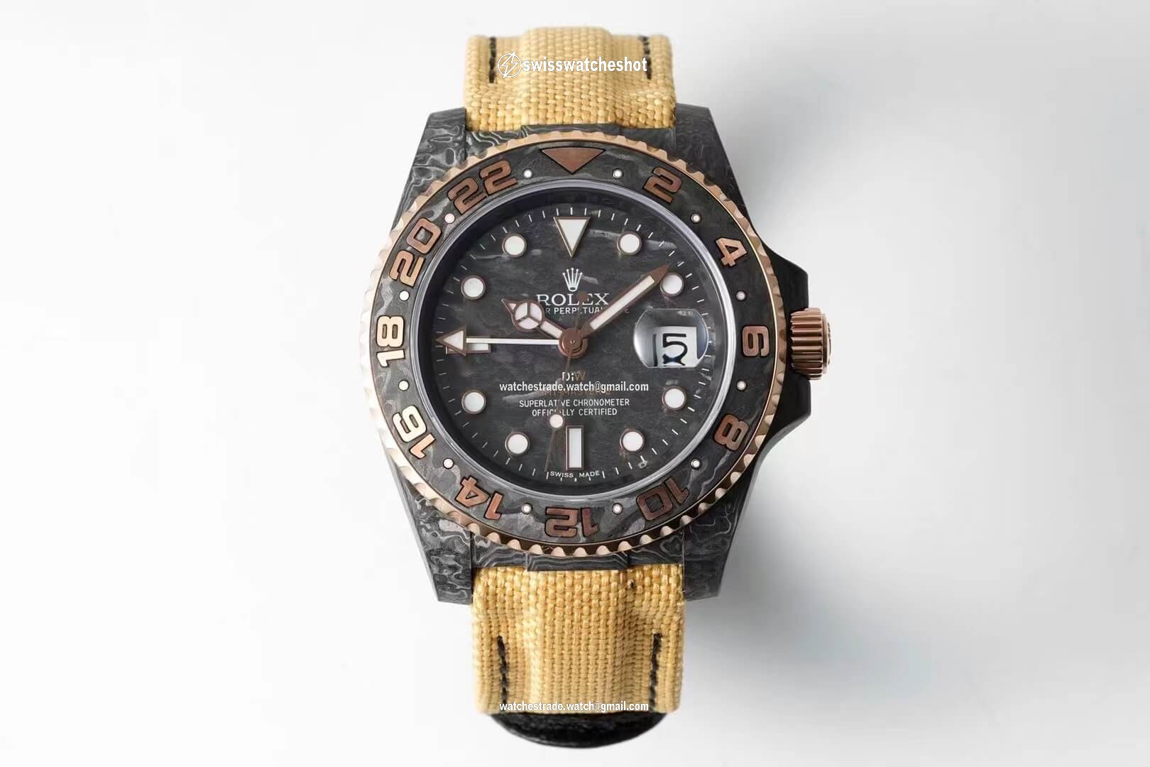 Rolex GMT-MASTER II Diw Carbon Fiber Yellow Fabric Strap Rolex GMT-MASTER II Diw Carbon Fiber Yellow Fabric Strap