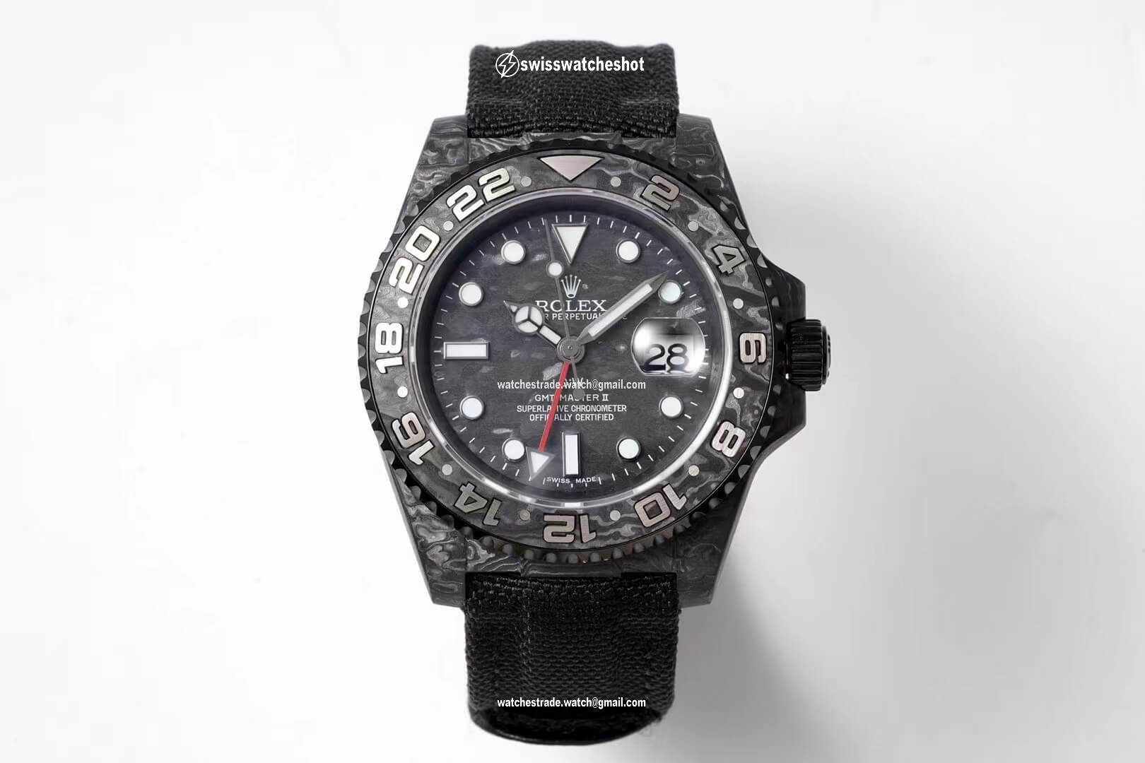 Rolex GMT-MASTER II Diw Carbon Fiber Black Fabric Strap Rolex GMT-MASTER II Diw Carbon Fiber Black Fabric Strap