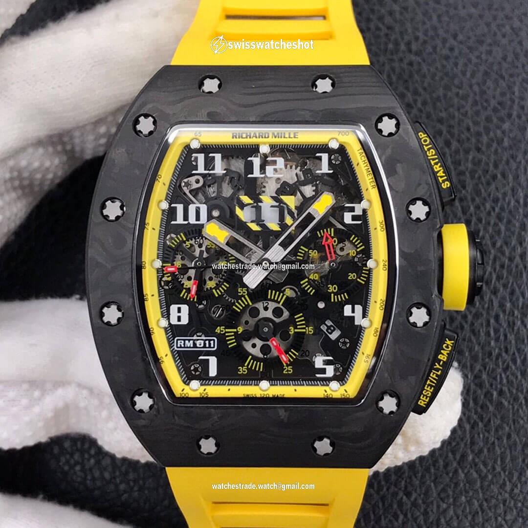Richard Mille RM-011 KV Factory Forged Carbon Yellow Strap Richard Mille RM-011 KV Factory Forged Carbon Yellow Strap