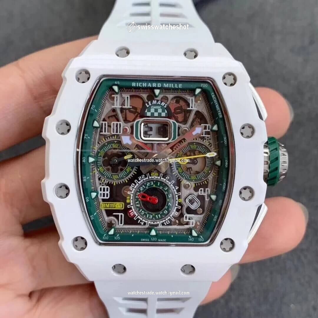 Richard Mille RM011-03 KV Factory Ceramic White Strap Richard Mille RM011-03 KV Factory Ceramic White Strap