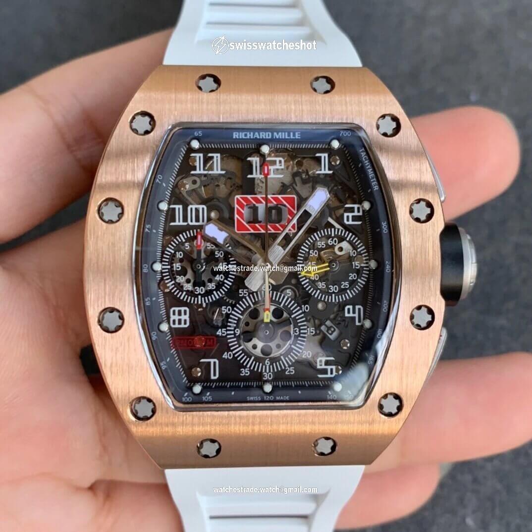 Richard Mille RM11 KV Factory Rose Gold White Strap Richard Mille RM11 KV Factory Rose Gold White Strap