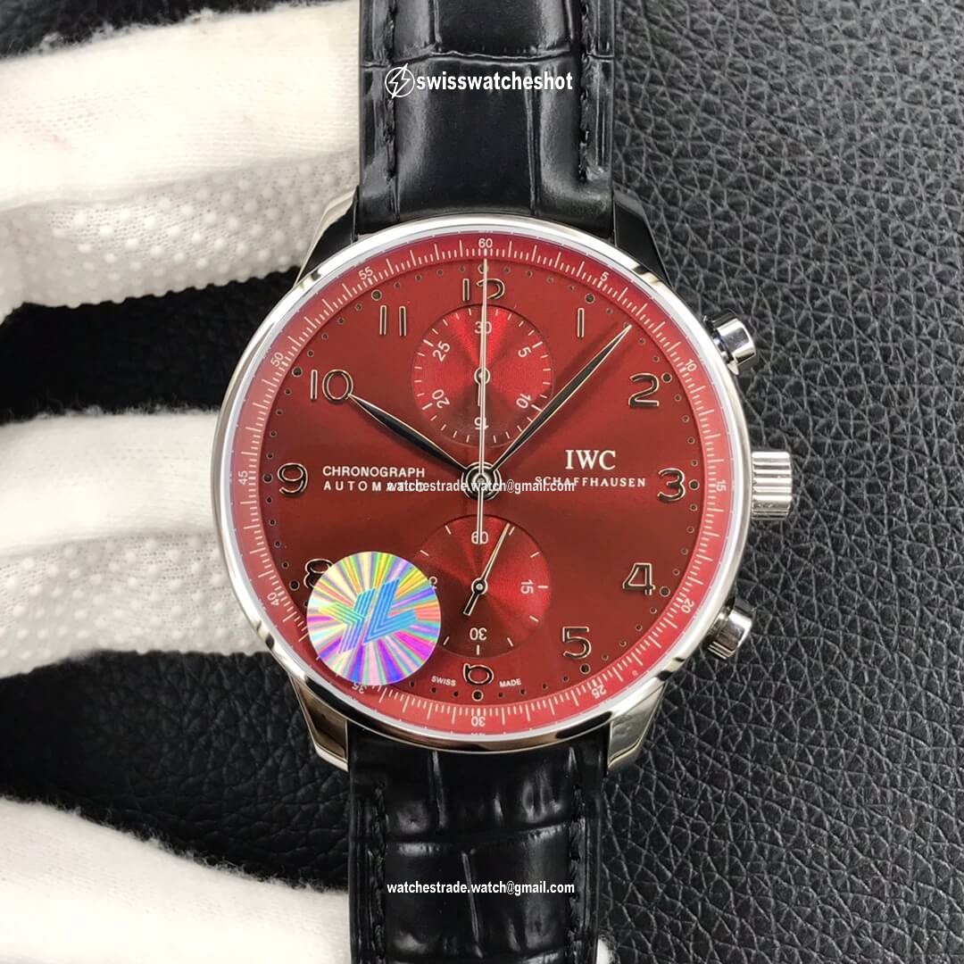 IWC Portugieser Chronograph IW371616 ZF Factory Burgundy Red Dial IWC Portugieser Chronograph IW371616 ZF Factory Burgundy Red Dial