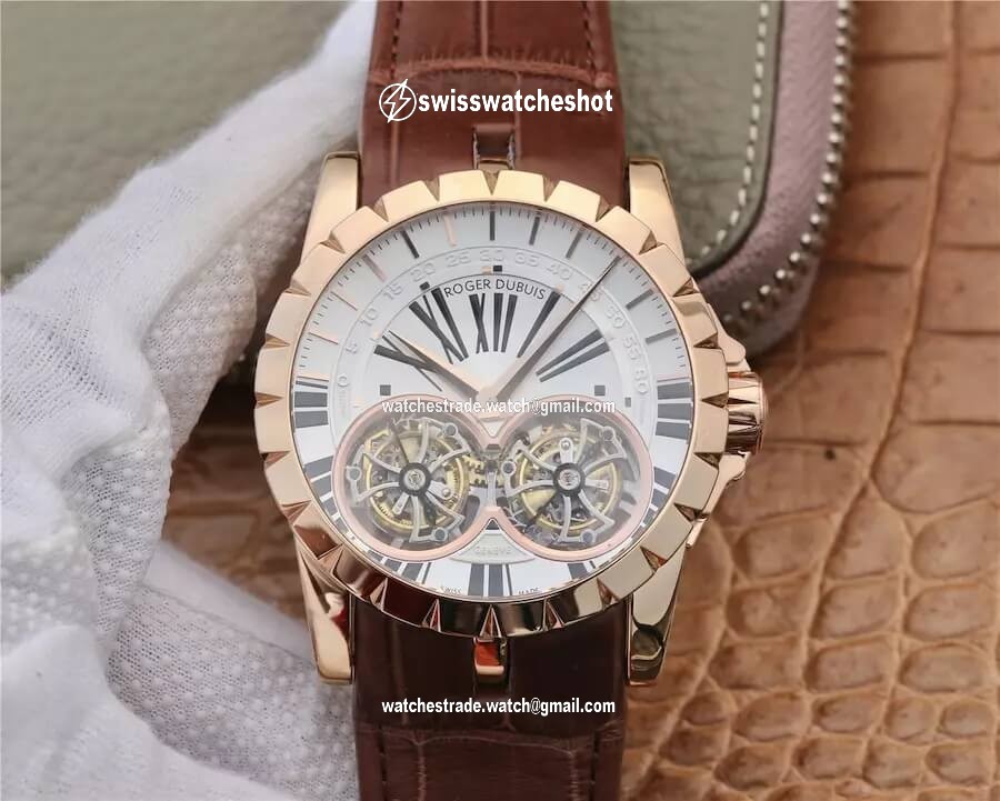 Roger Dubuis Excalibur RDDBEX0249 JB Factory Tourbillon Gold Case White Dial Roger Dubuis Excalibur RDDBEX0249 JB Factory Tourbillon Gold Case White Dial
