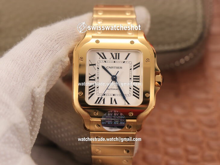 Cartier De Santos WSSA0010 BV Factory 18K Gold White Dial Cartier De Santos WSSA0010 BV Factory 18K Gold White Dial