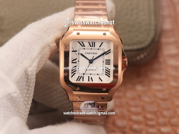 Cartier De Santos WSSA0010 BV Factory 18K Rose Gold White Dial Cartier De Santos WSSA0010 BV Factory 18K Rose Gold White Dial