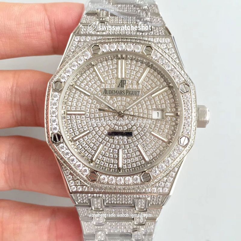 Audemars Piguet Royal Oak 15400.OR Full Diamond White Dial Audemars Piguet Royal Oak 15400.OR Full Diamond White Dial