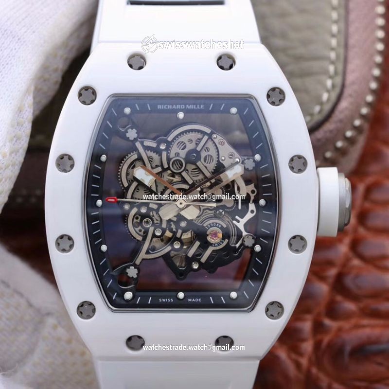 Richard Mille RM055 White Ceramic Skeleton Dial KV Factory V2 Richard Mille RM055 White Ceramic Skeleton Dial KV Factory V2