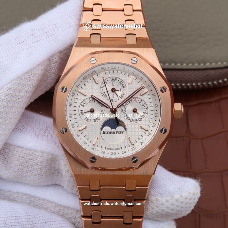 Audemars Piguet Royal Oak 41MM 26574OR.OO.1220OR.01 JF Factory White Dial Audemars Piguet Royal Oak 41MM 26574OR.OO.1220OR.01 JF Factory White Dial