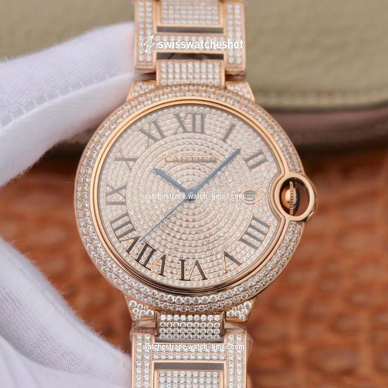 Ballon Bleu De Cartier W69006Z2 42mm TW Factory Rose Gold Diamonds Dial Ballon Bleu De Cartier W69006Z2 42mm TW Factory Rose Gold Diamonds Dial