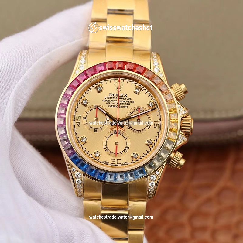 Rolex Daytona Cosmograph Rainbow 116598RBOW BL Factory Gold Dial Rolex Daytona Cosmograph Rainbow 116598RBOW BL Factory Gold Dial