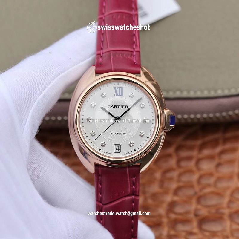 Cle De Cartier Automatic 35mm WJCL0032 18K Rose Gold Silver-gray Dial Cle De Cartier Automatic 35mm WJCL0032 18K Rose Gold Silver-gray Dial