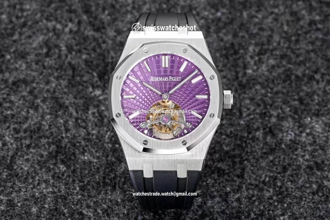 Audemars Piguet Royal Oak Tourbillon R8 Factory V3 Purple Dial Rubber Strap Audemars Piguet Royal Oak Tourbillon R8 Factory V3 Purple Dial Rubber Strap