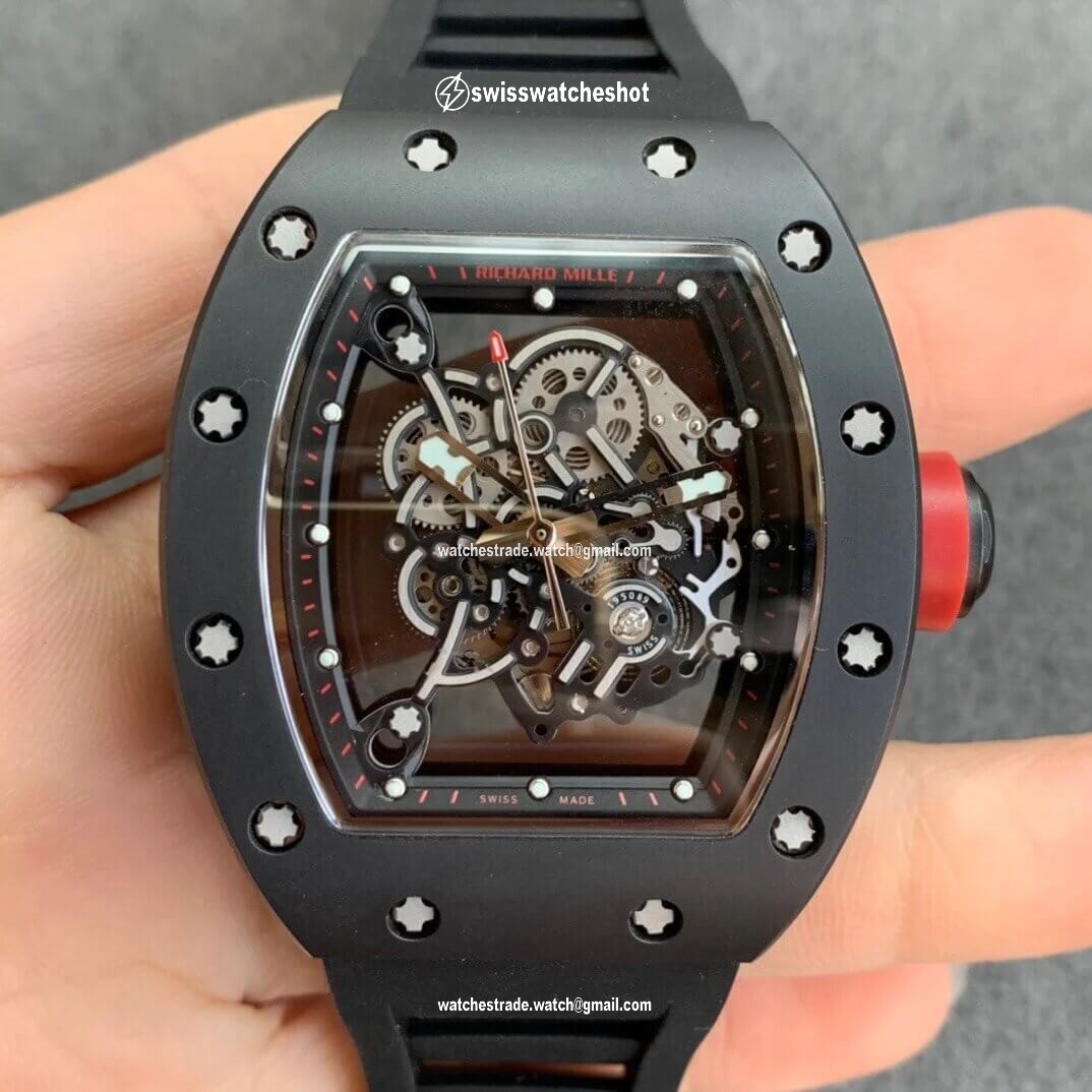 Richard Mille RM055 KV Factory V2 Ceramic Black Rubber Strap Richard Mille RM055 KV Factory V2 Ceramic Black Rubber Strap
