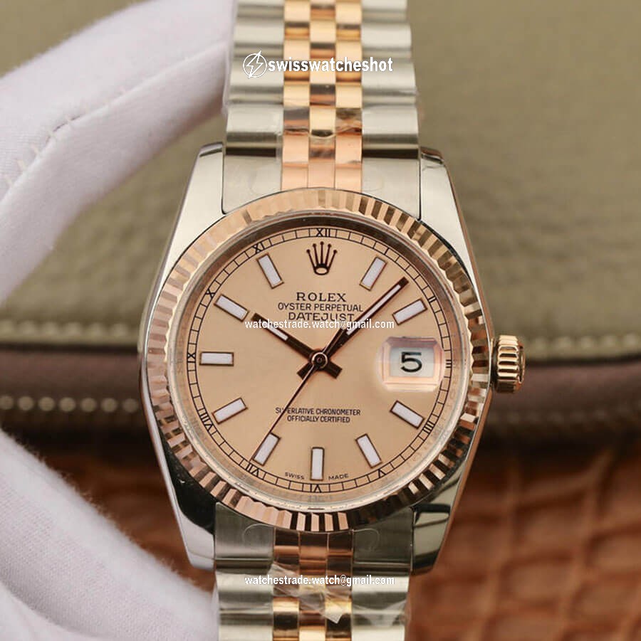 Rolex Datejust 116231 36MM GM Factory Rose Gold Pink Dial Rolex Datejust 116231 36MM GM Factory Rose Gold Pink Dial