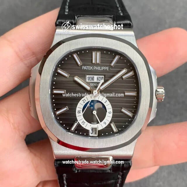 Patek Philippe Nautilus 5726/1A-001 GR Factory Black Leather Strap Patek Philippe Nautilus 5726/1A-001 GR Factory Black Leather Strap