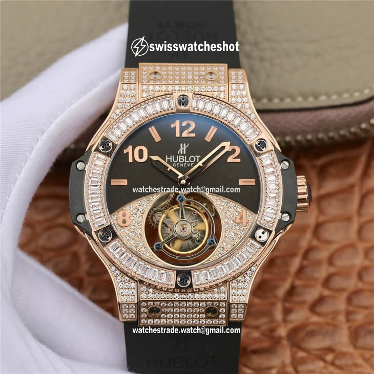 Hublot Big Bang Tourbillon Rose Gold Diamond Black Dial Hublot Big Bang Tourbillon Rose Gold Diamond Black Dial