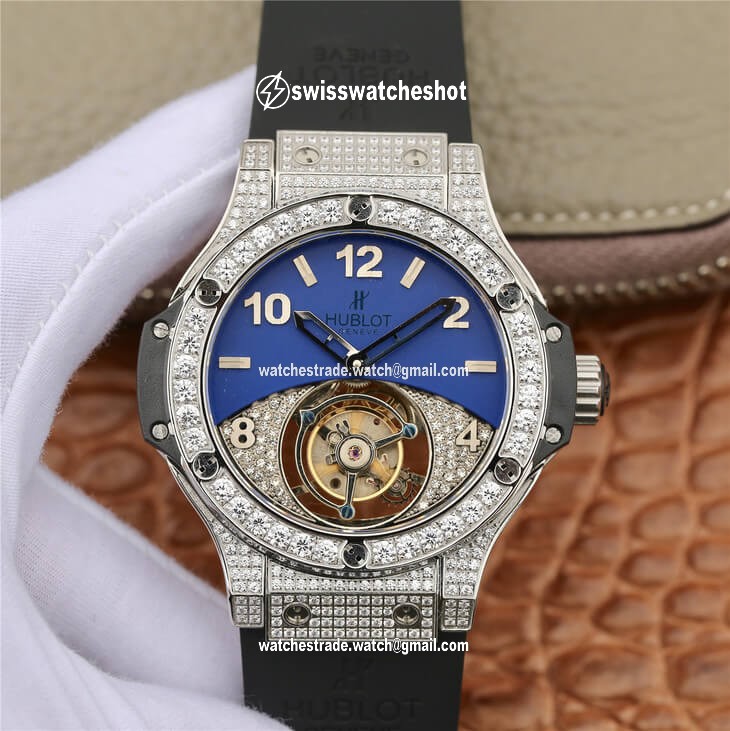 Hublot Big Bang Tourbillon Stainless Steel Diamond Blue Dial Hublot Big Bang Tourbillon Stainless Steel Diamond Blue Dial