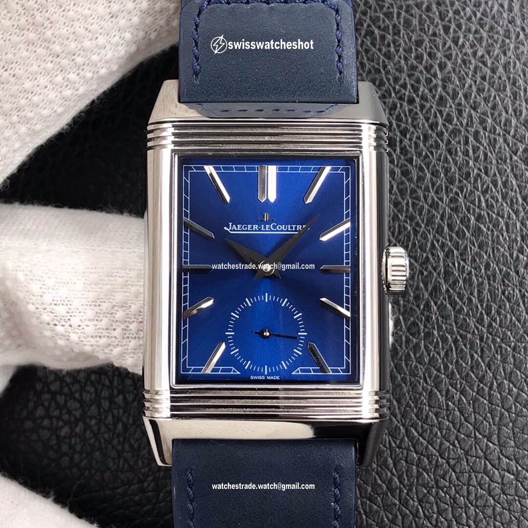 Jaeger LeCoultre Reverso Tribute Double-sided Double Time Zone Flip MG Factory Blue Dial Jaeger LeCoultre Reverso Tribute Double-sided Double Time Zone Flip MG Factory Blue Dial