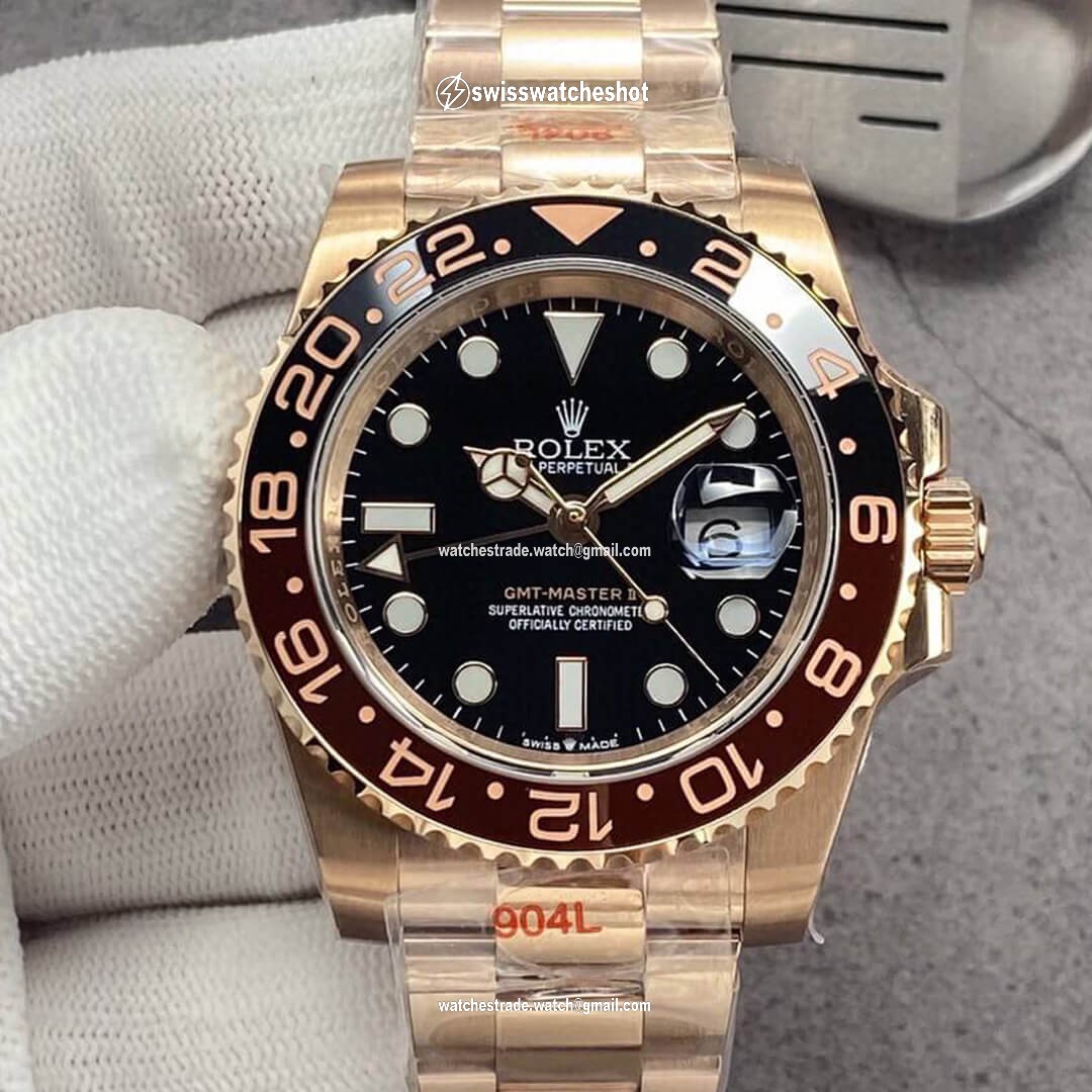 Rolex GMT Master II 126715CHNR-0001 GM Factory Rose Gold Black Dial Rolex GMT Master II 126715CHNR-0001 GM Factory Rose Gold Black Dial