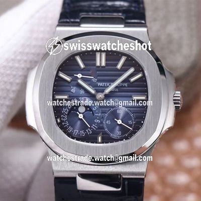 Patek Philippe Nautilus 5712/1A-001 PF Factory Blue Dial Leather Strap Patek Philippe Nautilus 5712/1A-001 PF Factory Blue Dial Leather Strap