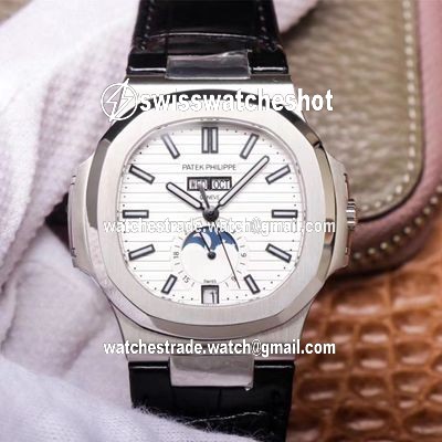 PF Factory Patek Philippe Nautilus 5726/1A-010 Moonphase Black Leather Strap PF Factory Patek Philippe Nautilus 5726/1A-010 Moonphase Black Leather Strap