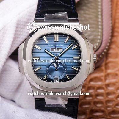 PF Factory Patek Philippe Nautilus 5726/1A-014 Moonphase Black Leather Strap PF Factory Patek Philippe Nautilus 5726/1A-014 Moonphase Black Leather Strap