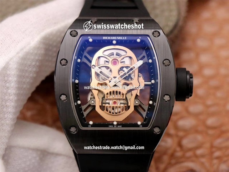 Richard Mille RM052-01 ZF Factory Black Ceramic Rose Gold Skull Dial Richard Mille RM052-01 ZF Factory Black Ceramic Rose Gold Skull Dial