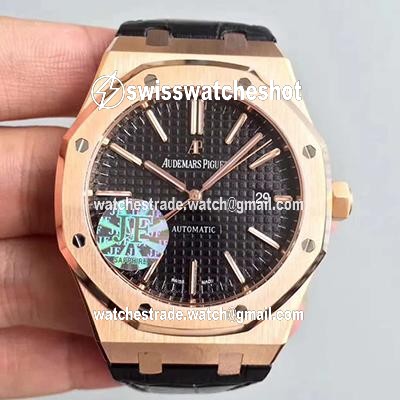 Audemars Piguet Royal Oak 15400 JF Factory Leather Strap Black Dial Audemars Piguet Royal Oak 15400 JF Factory Leather Strap Black Dial