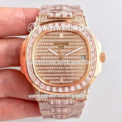 Patek Philippe Nautilus Jumbo 5719/1G-001 Rose Gold Diamonds Dial Patek Philippe Nautilus Jumbo 5719/1G-001 Rose Gold Diamonds Dial