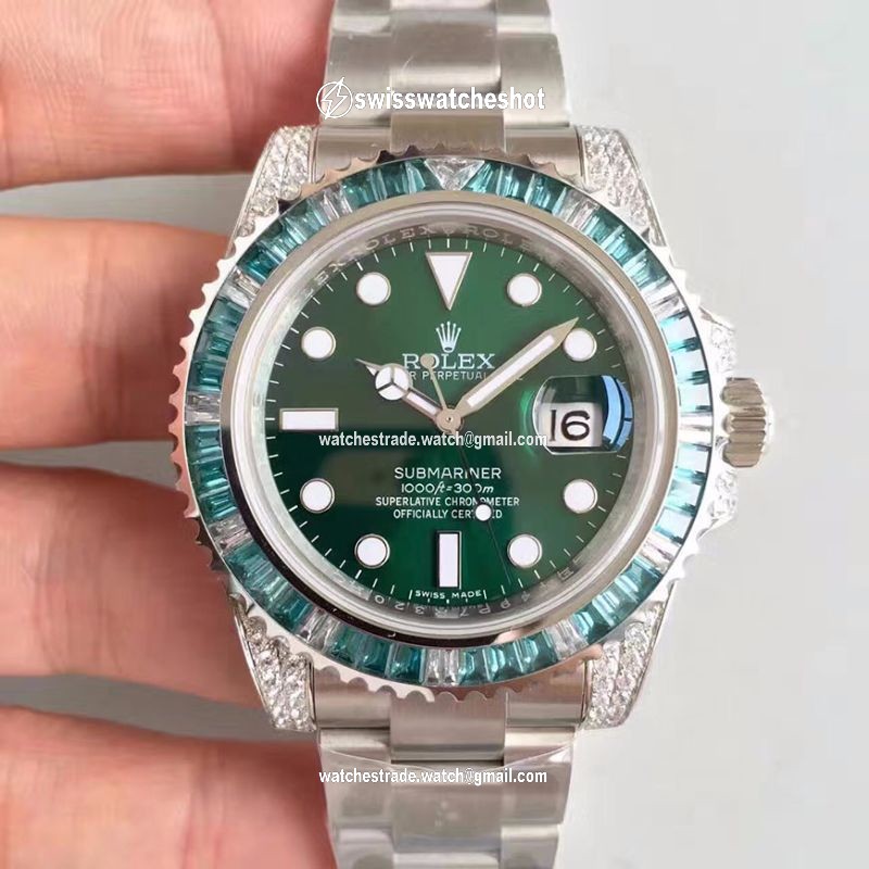 Rolex Submariner Date 116610LV Noob Factory V9 Green Dial Diamond Rolex Submariner Date 116610LV Noob Factory V9 Green Dial Diamond