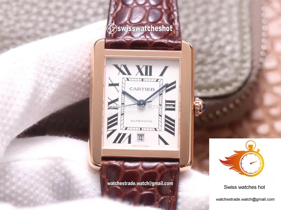 Cartier Tank W5200026 V9 Factory Rose Gold White Dial 1