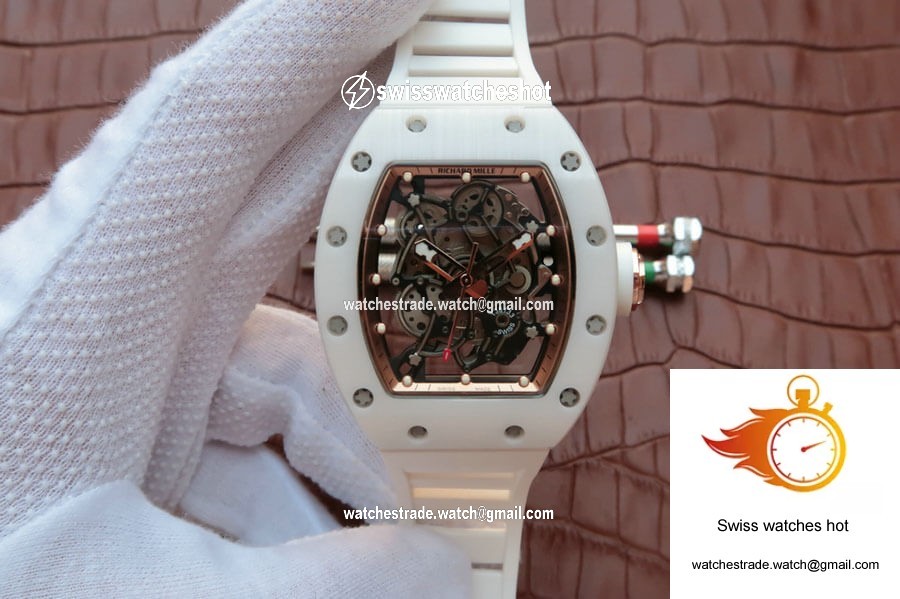 Richard Mille RM055 KV Factory White Ceramic Rubber Strap 1
