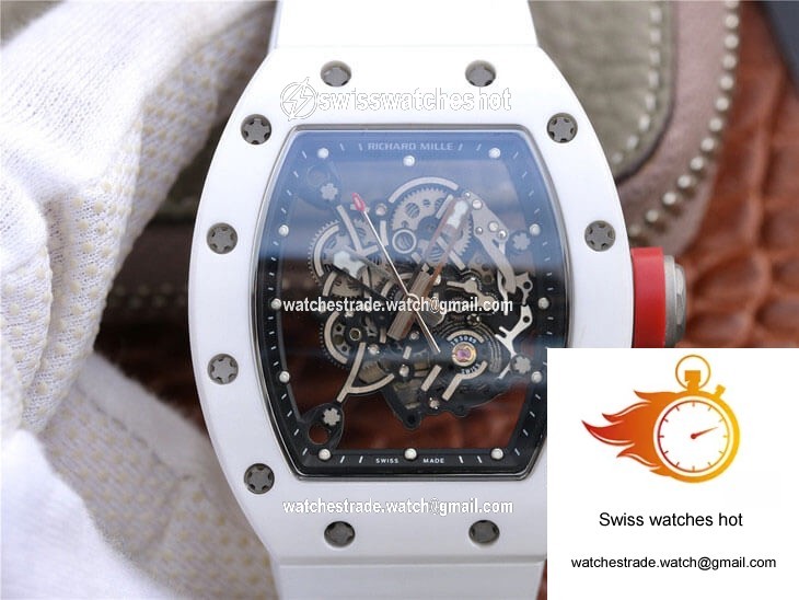 Richard Mille RM055 KV Factory Ceramic White Rubber Strap 1