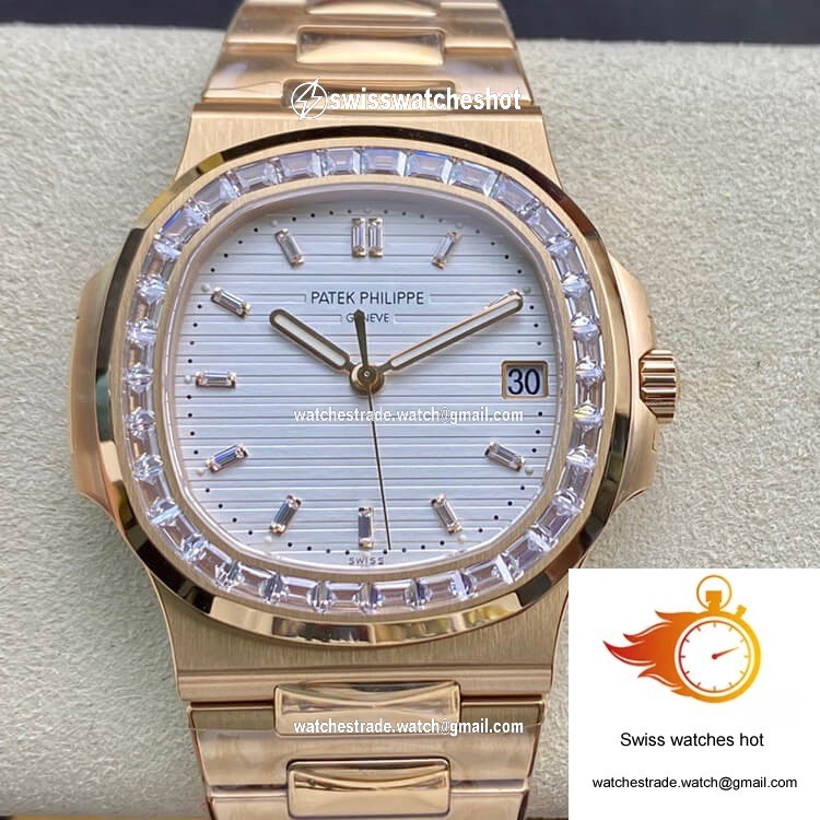 Patek Philippe Nautilus PPF Factory Rose Gold White Dial 1