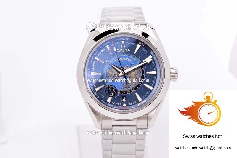 Omega Seamaster Aqua Terra GMT Worldtimer 220.10.43.22.03.001 VS Factory Blue Dial 1