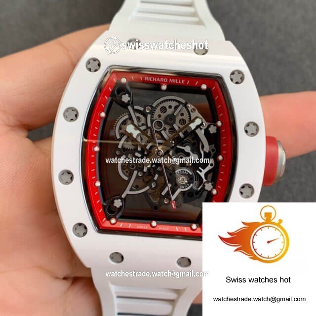 Richard Mille RM055 KV Factory V2 White Ceramic Case Rubber Strap 1