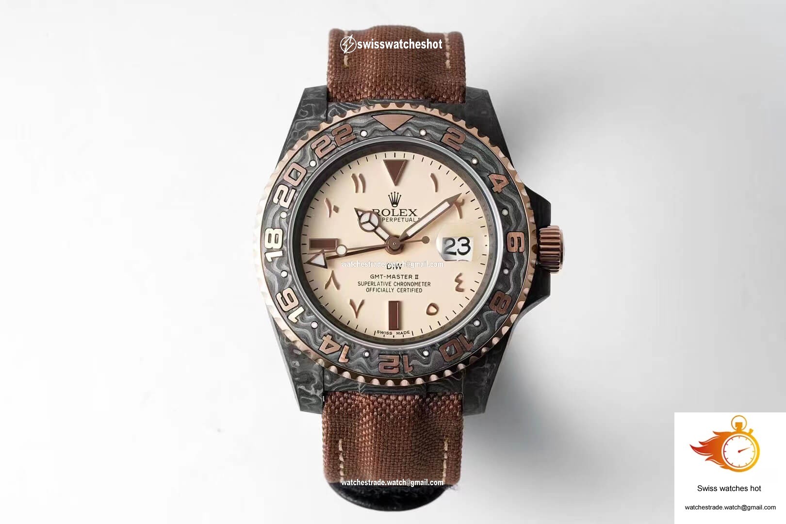 Rolex GMT-MASTER II Diw Carbon Fiber Brown Fabric Strap 1