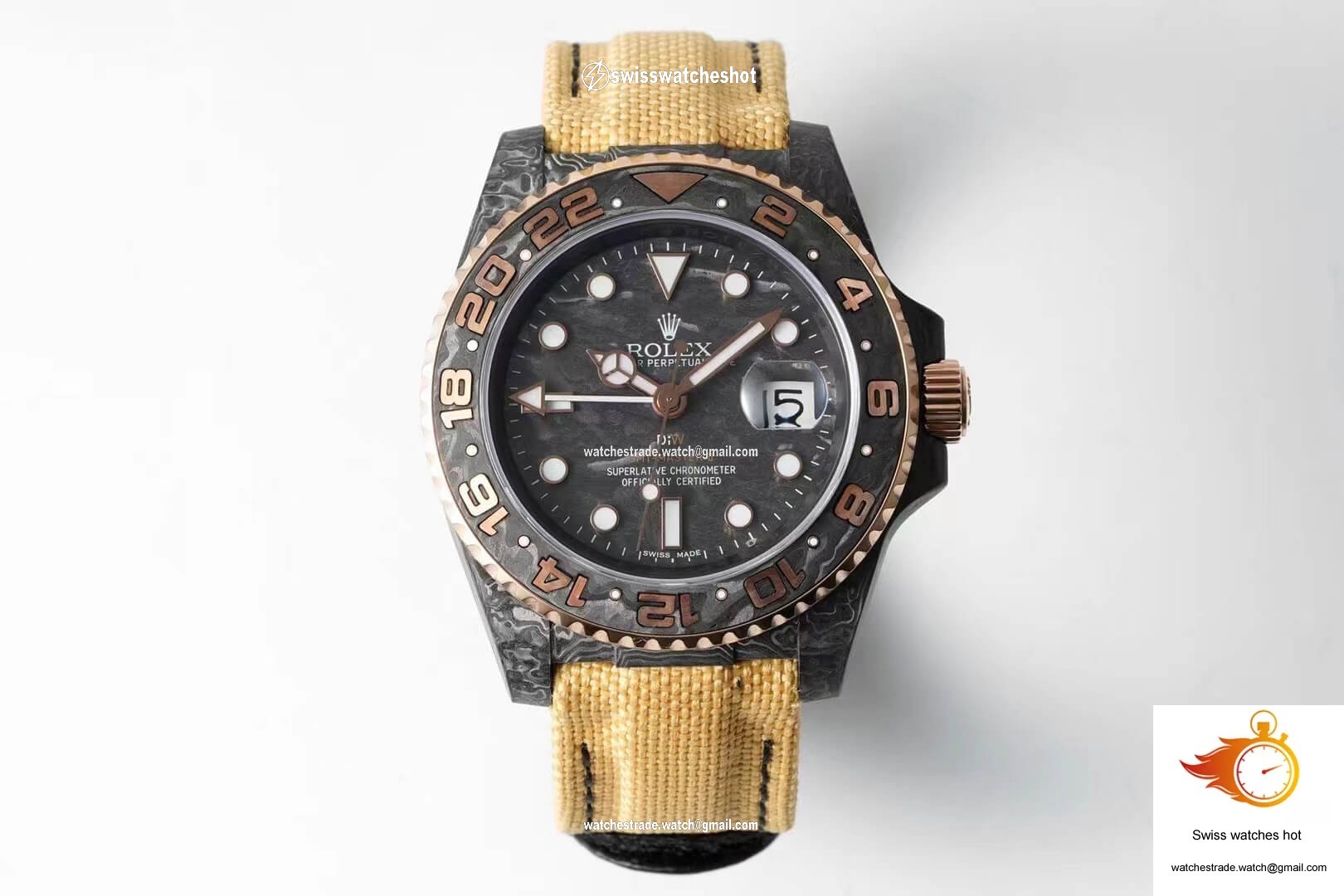 Rolex GMT-MASTER II Diw Carbon Fiber Yellow Fabric Strap 1