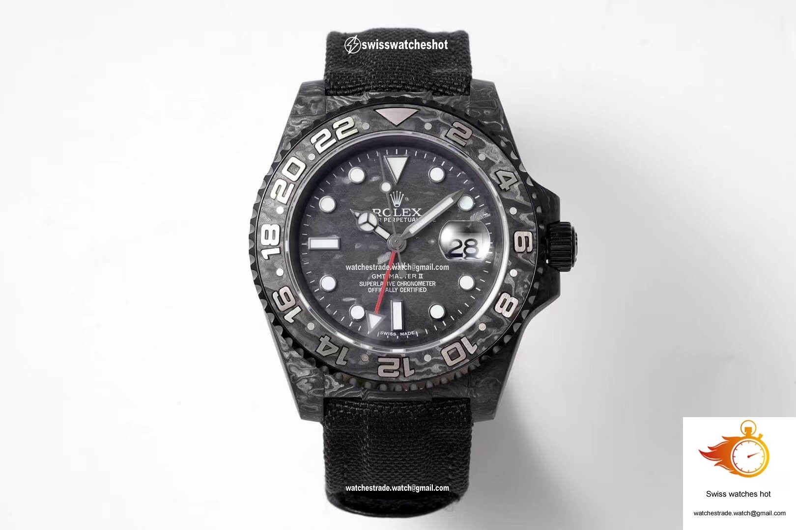 Rolex GMT-MASTER II Diw Carbon Fiber Black Fabric Strap 1