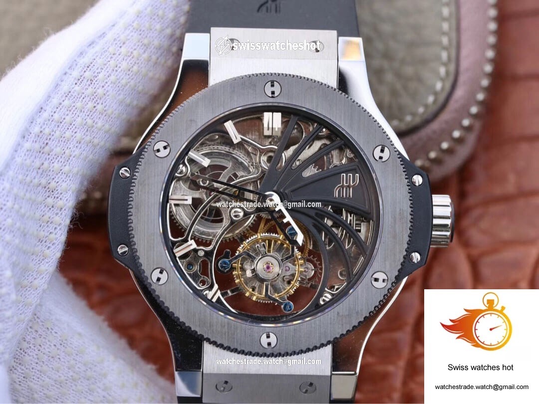 Hublot Big Bang Hollow Tourbillon Ceramic Bezel Skeleton Dial 1