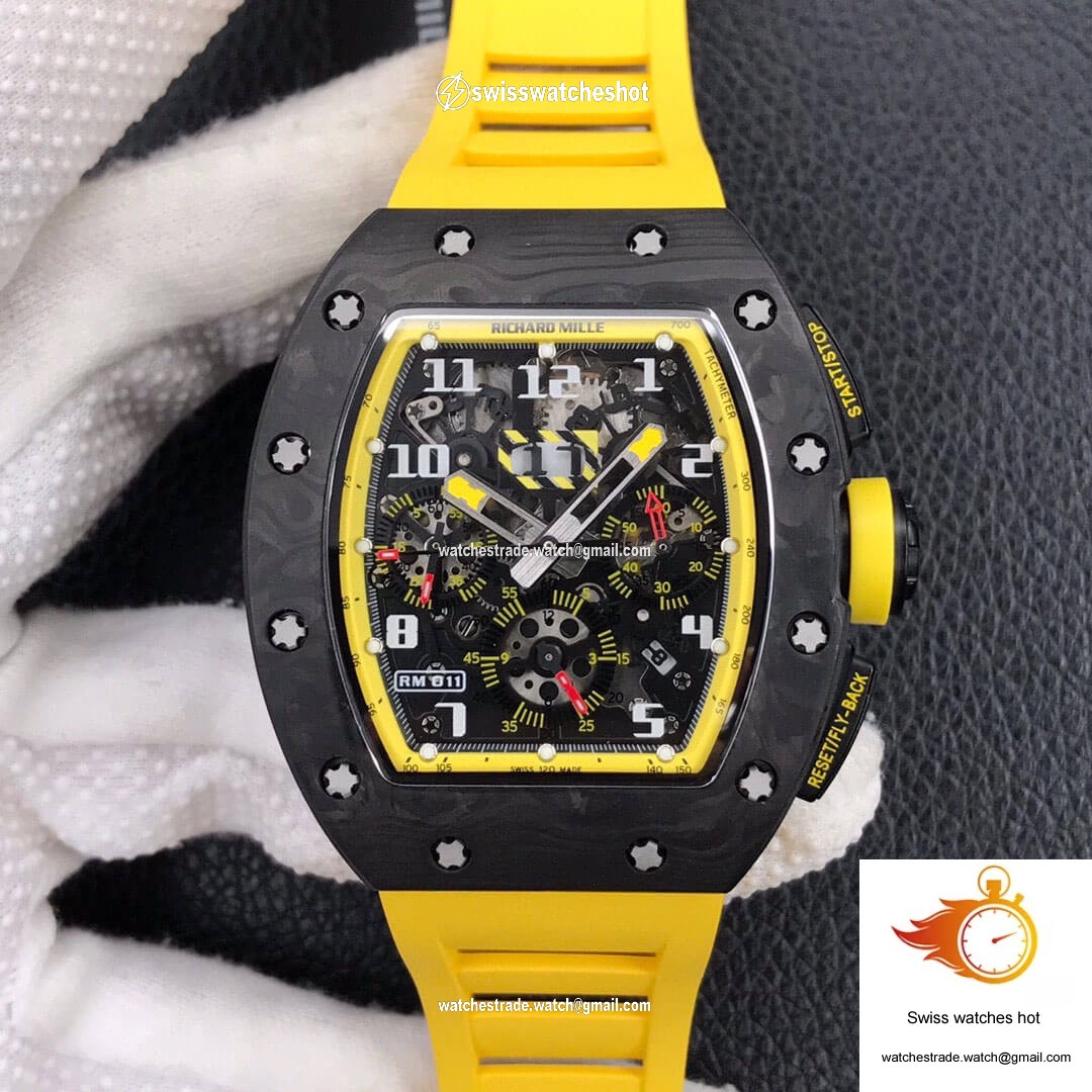 Richard Mille RM-011 KV Factory Forged Carbon Yellow Strap 1