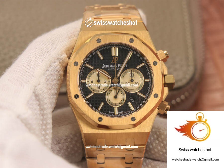 Audemars Piguet Royal Oak Chronograph 26331 OM Factory V2 Yellow Gold Black Dial 1
