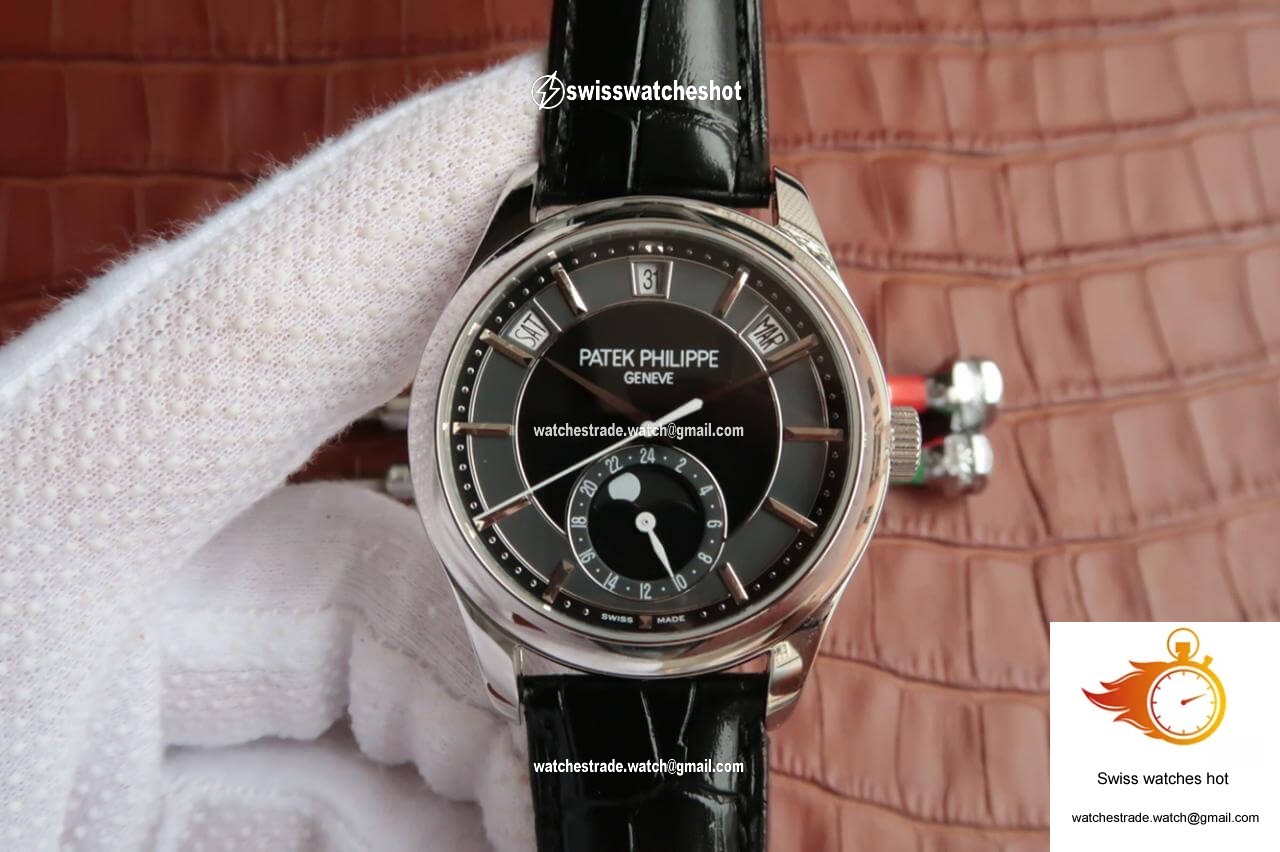 Patek Philippe Annual Calendar 5205R-001 KM Factory Black Dial Cowhide Strap 1