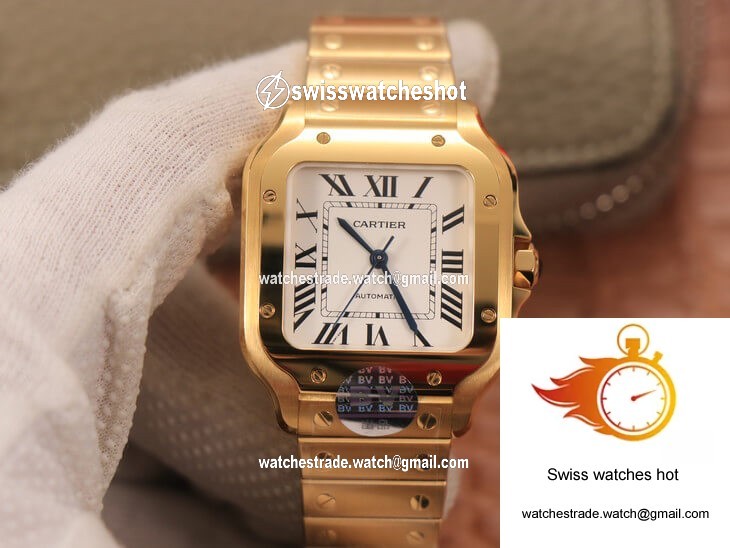 Cartier De Santos WSSA0010 BV Factory 18K Gold White Dial 1