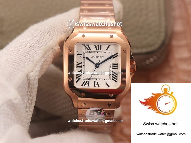 Cartier De Santos WSSA0010 BV Factory 18K Rose Gold White Dial 1