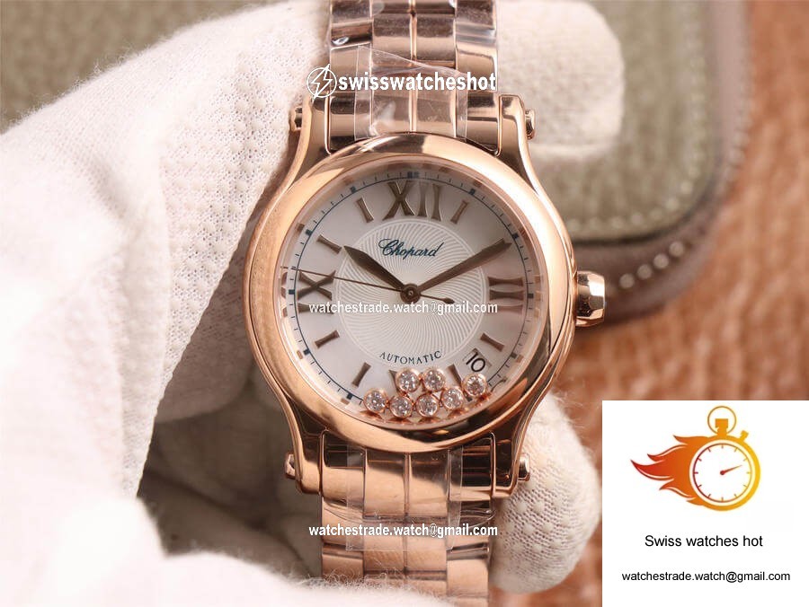 Chopard Happy Sport 274808-5002 YF Factory White Dial Rose Gold 1