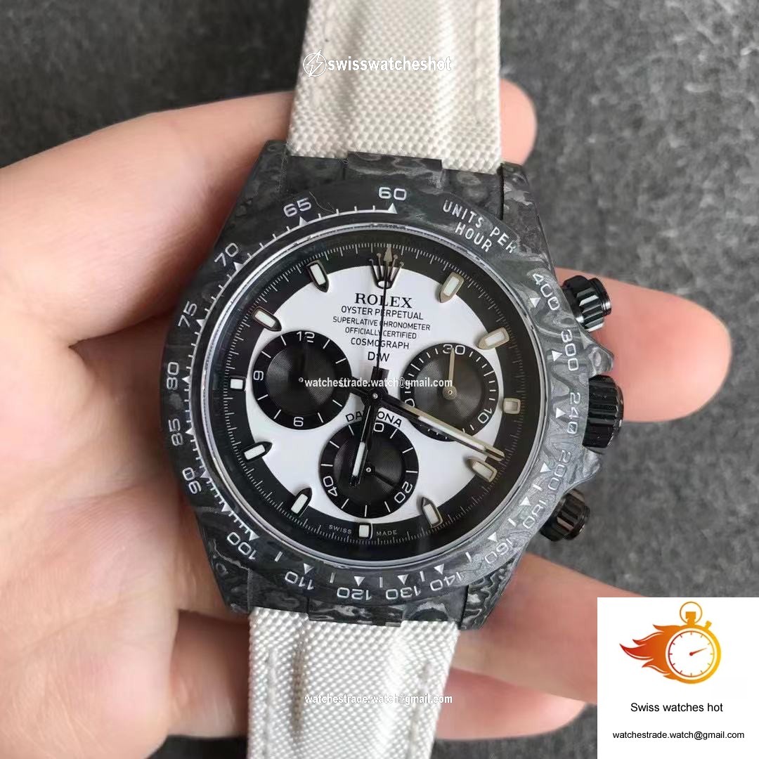 Rolex Daytona Cosmograph Carbon Fiber Diw Customized Version Noob Factory White Dial 1
